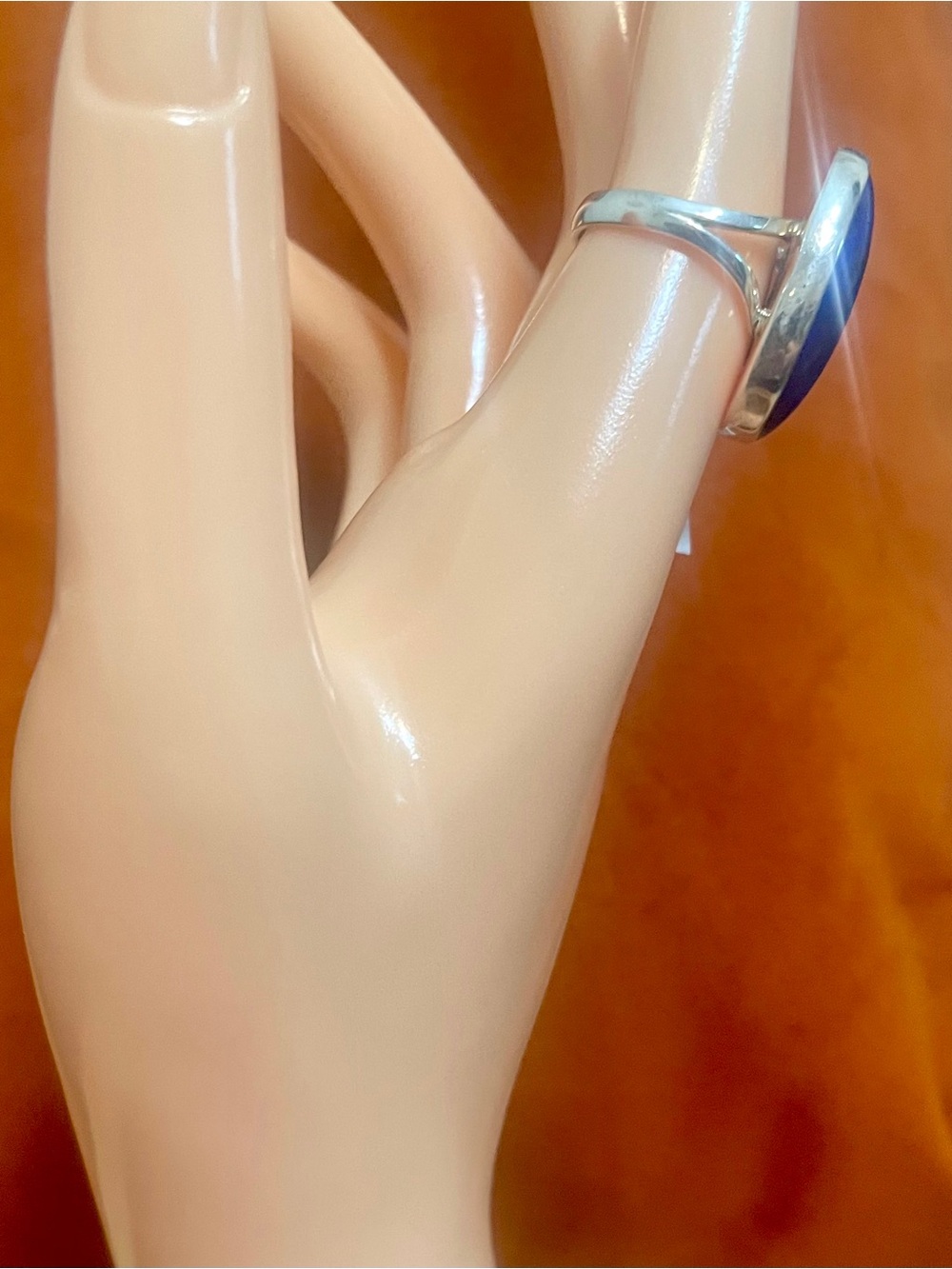 Lapis Lazuli Oval Statement Ring in 925 Sterling Silver Size 7 - Picture 6 of 11